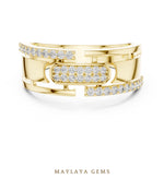 Load image into Gallery viewer, Maylaya Gems ribbon crossover lab-grown diamond band in yellow gold
