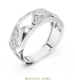 Load image into Gallery viewer, Maylaya Gems triangle lattice lab-grown diamond band in white gold
