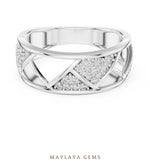 Load image into Gallery viewer, Maylaya Gems triangle lattice lab-grown diamond band in white gold
