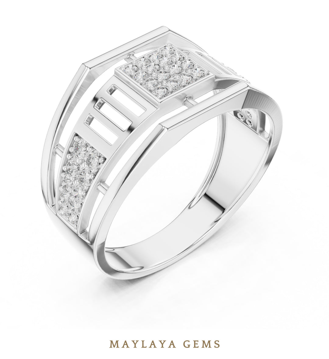 Maylaya Gems double-rail lab-grown diamond band in white gold