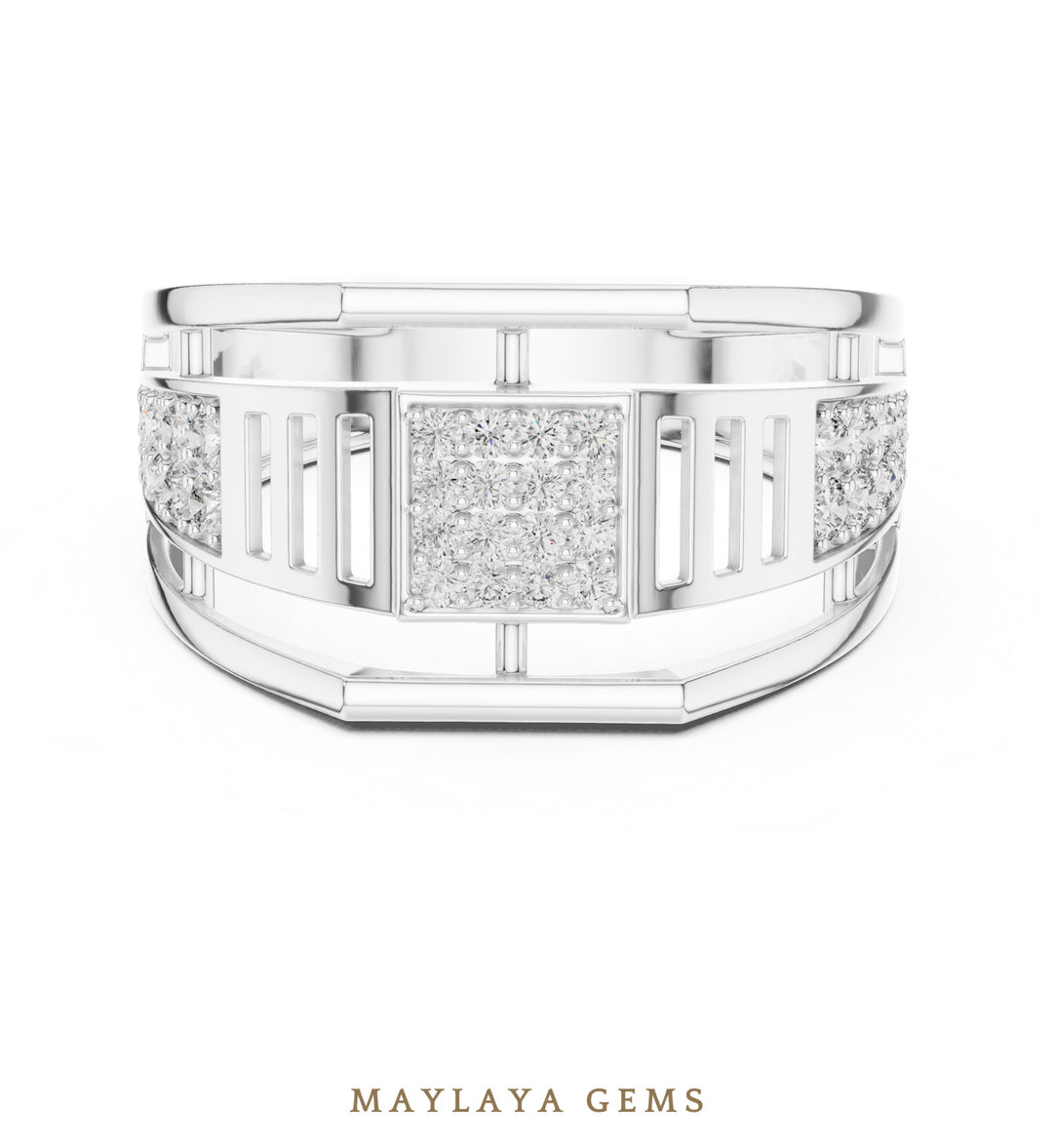 Maylaya Gems double-rail lab-grown diamond band in white gold