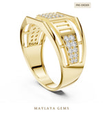 Load image into Gallery viewer, Maylaya Gems double-rail lab-grown diamond band in yellow gold
