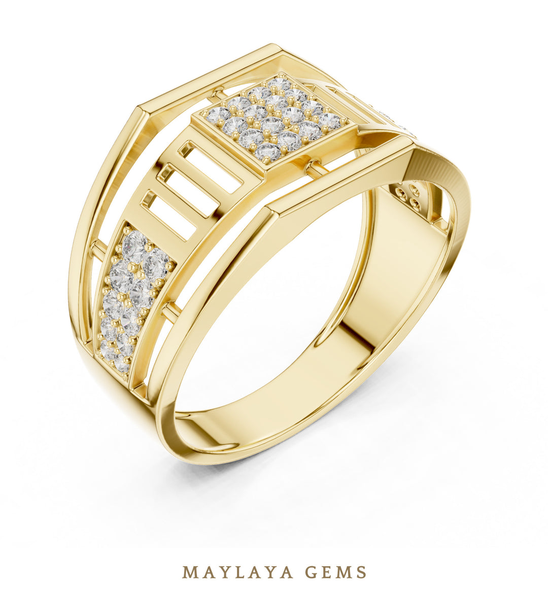 Maylaya Gems double-rail lab-grown diamond band in yellow gold