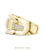 Load image into Gallery viewer, Maylaya Gems double-rail lab-grown diamond band in yellow gold
