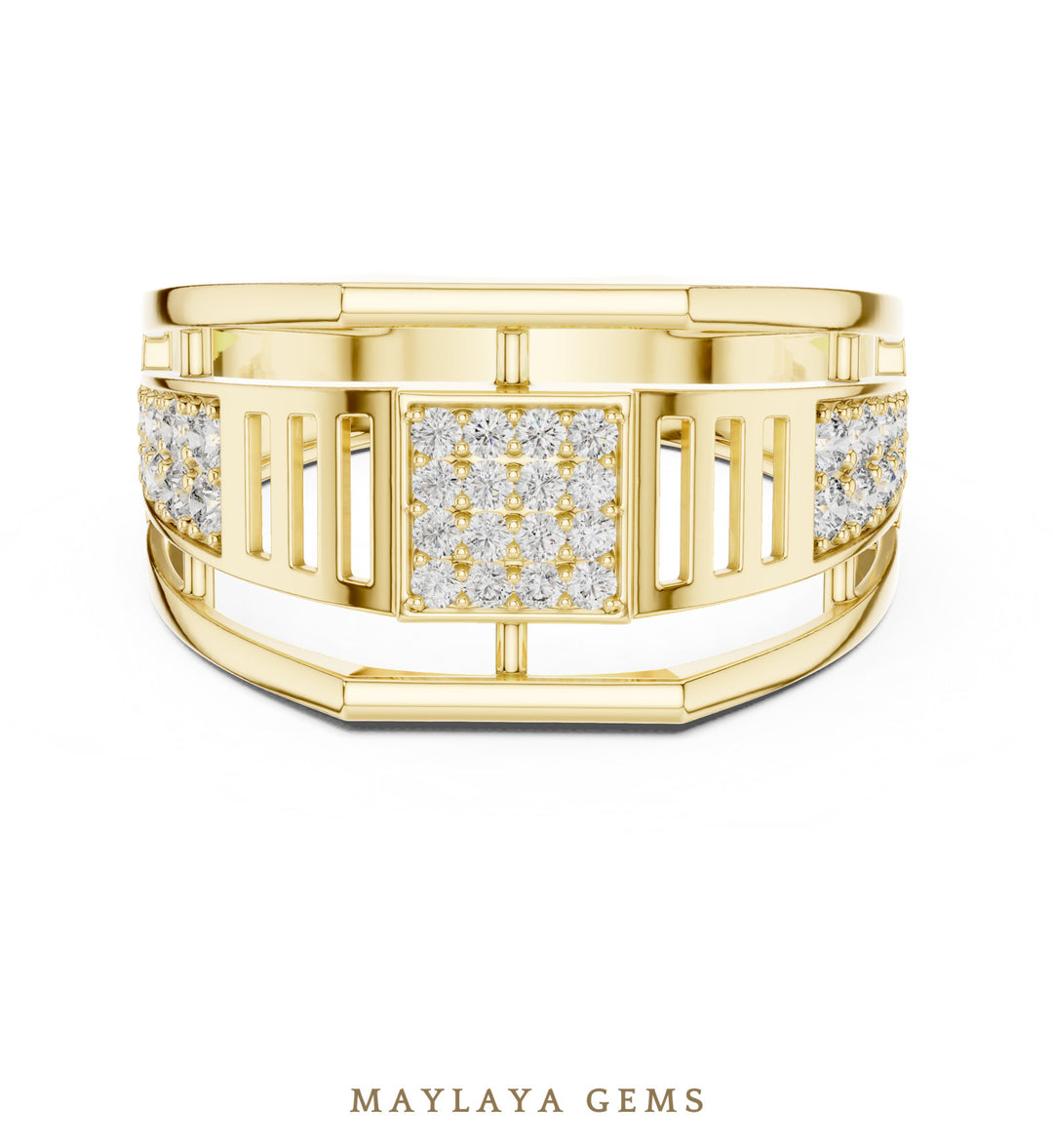 Maylaya Gems double-rail lab-grown diamond band in yellow gold