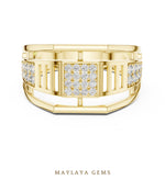 Load image into Gallery viewer, Maylaya Gems double-rail lab-grown diamond band in yellow gold
