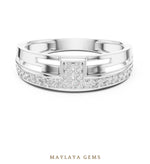 Load image into Gallery viewer, Maylaya Gems diagonal line lab-grown diamond band in white gold
