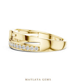 Load image into Gallery viewer, Maylaya Gems diagonal line lab-grown diamond band in yellow gold
