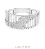 Load image into Gallery viewer, Maylaya Gems open ribbed lab-grown diamond band in white gold
