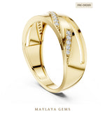 Load image into Gallery viewer, Maylaya Gems soft crossover lab-grown diamond band in yellow gold
