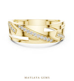 Load image into Gallery viewer, Maylaya Gems soft crossover lab-grown diamond band in yellow gold
