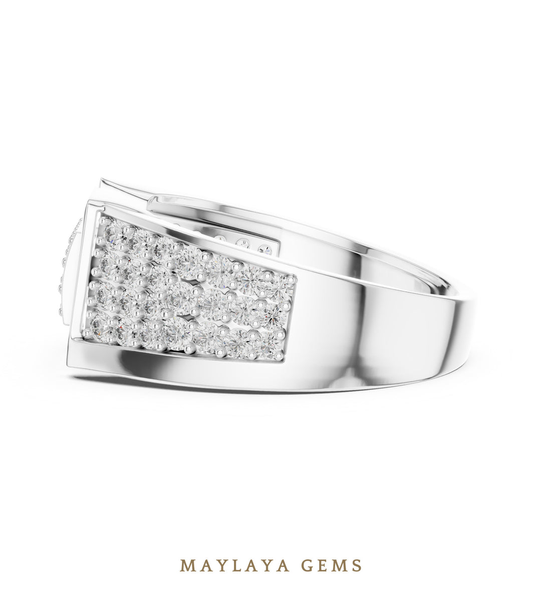 Maylaya Gems pave panel lab-grown diamond band in white gold