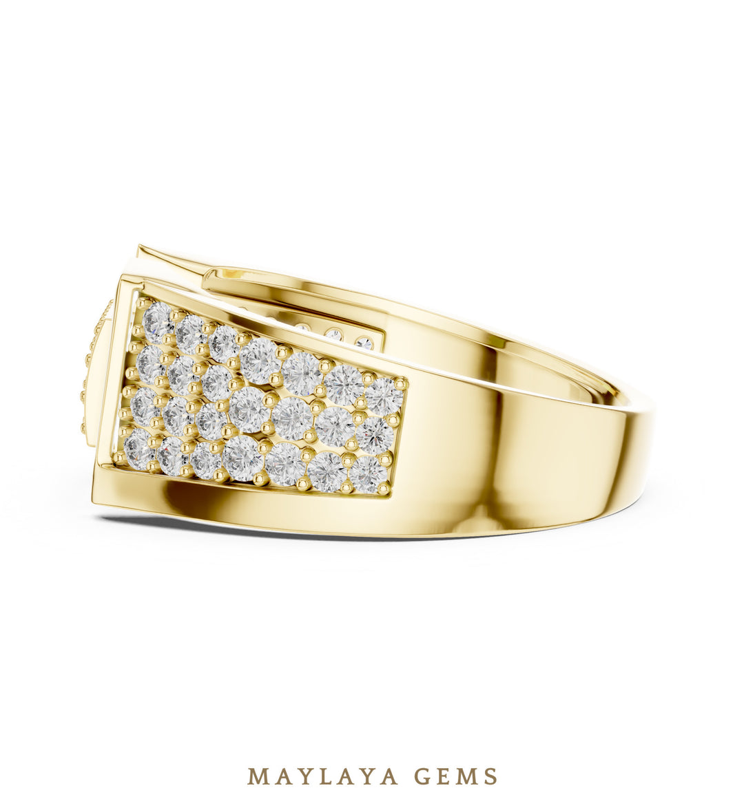 Maylaya Gems pave panel lab-grown diamond band in yellow gold
