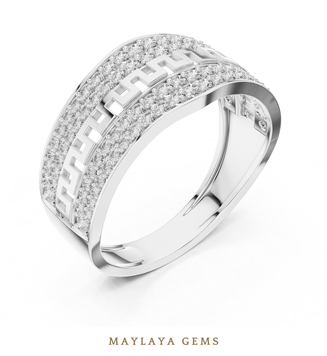 Maylaya Gems woven lattice lab-grown diamond band in white gold