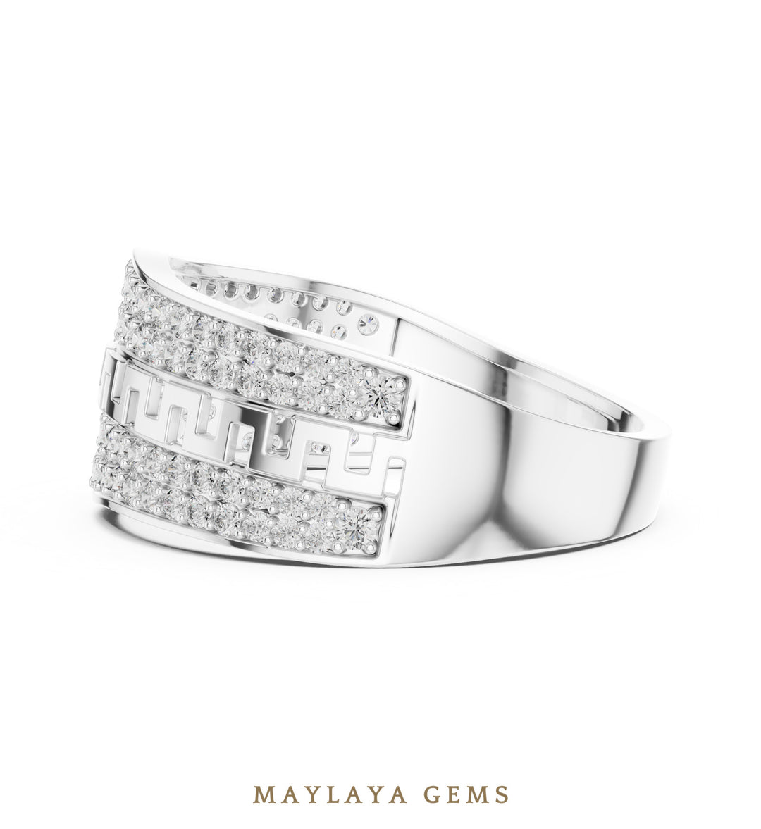 Maylaya Gems woven lattice lab-grown diamond band in white gold