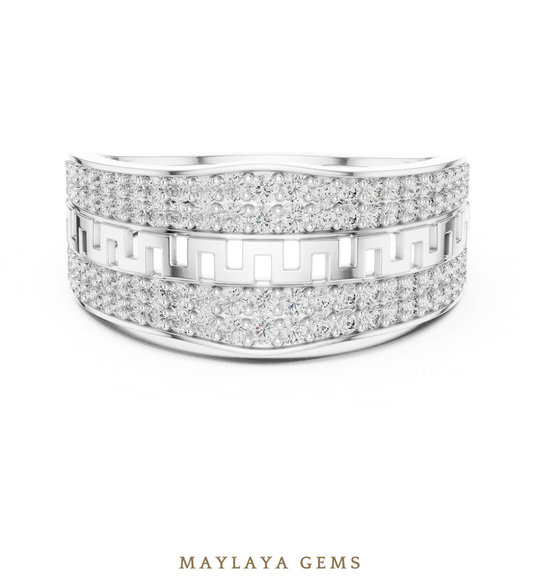 Maylaya Gems woven lattice lab-grown diamond band in white gold