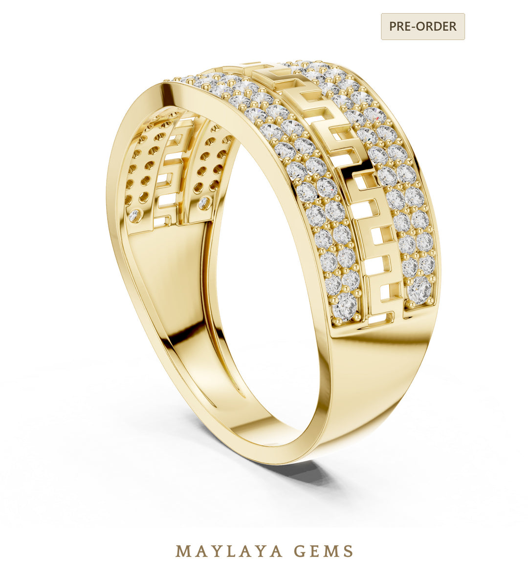 Maylaya Gems woven lattice lab-grown diamond band in yellow gold