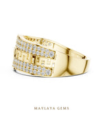 Load image into Gallery viewer, Maylaya Gems woven lattice lab-grown diamond band in yellow gold
