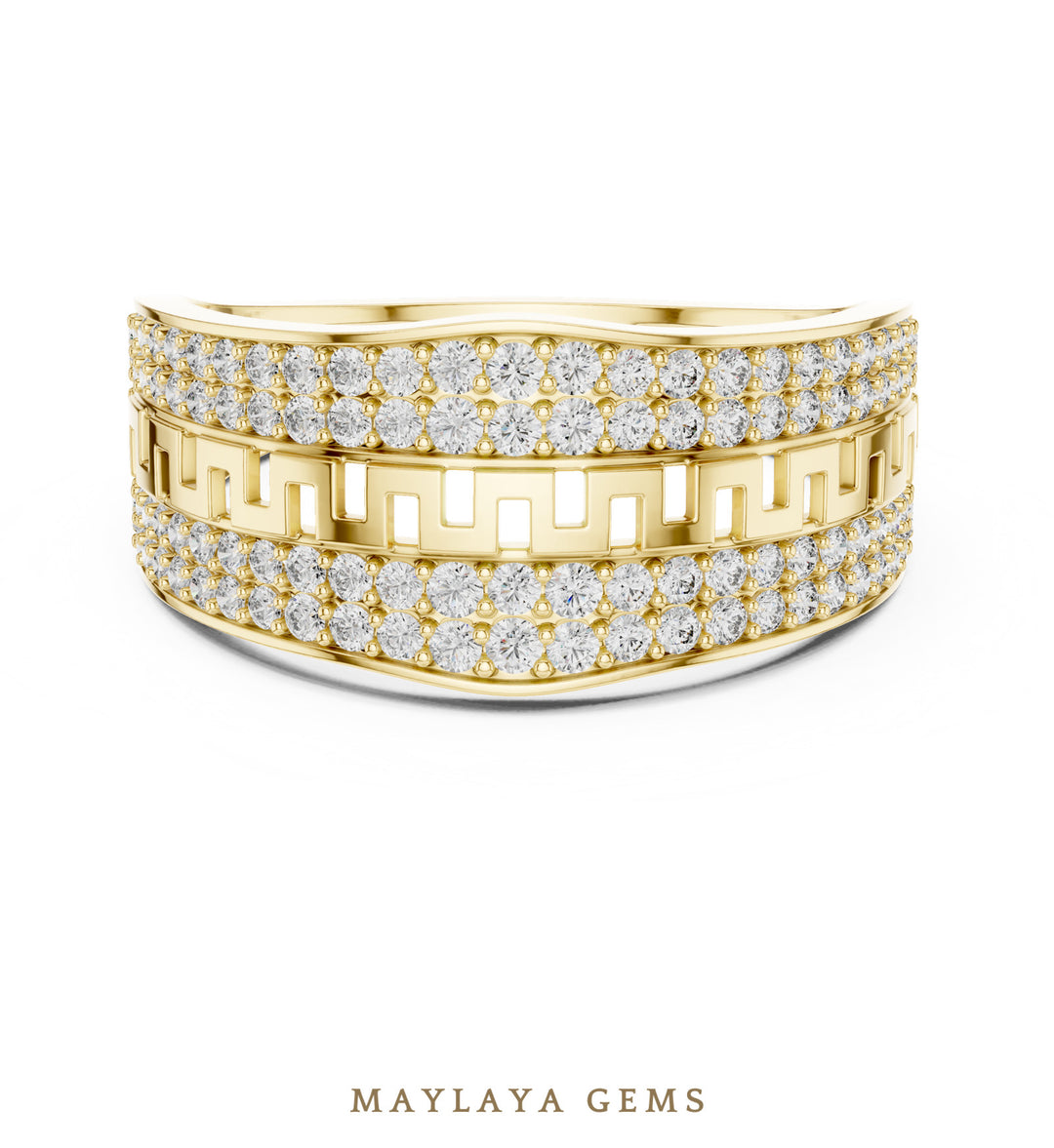 Maylaya Gems woven lattice lab-grown diamond band in yellow gold