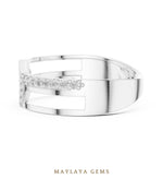 Load image into Gallery viewer, Maylaya Gems split-rail lab-grown diamond band in white gold
