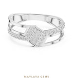 Load image into Gallery viewer, Maylaya Gems split-rail lab-grown diamond band in white gold
