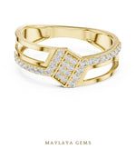 Load image into Gallery viewer, Maylaya Gems split-rail lab-grown diamond band in yellow gold
