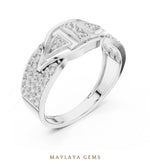 Load image into Gallery viewer, Maylaya Gems angular pave lab-grown diamond band in white gold
