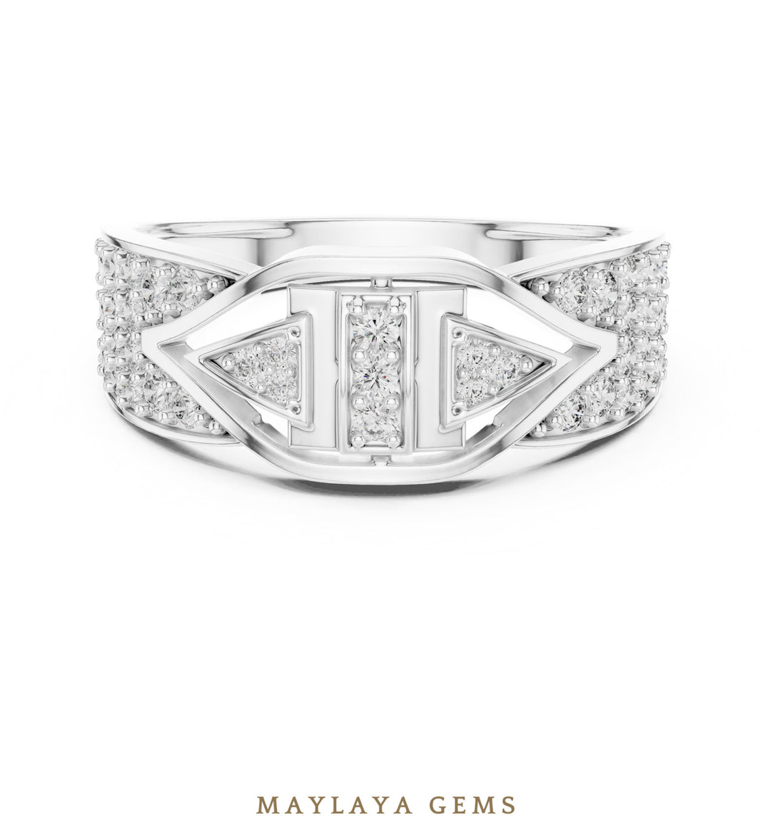 Maylaya Gems angular pave lab-grown diamond band in white gold