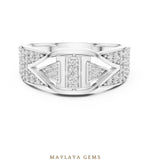Load image into Gallery viewer, Maylaya Gems angular pave lab-grown diamond band in white gold
