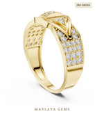 Load image into Gallery viewer, Maylaya Gems angular pave lab-grown diamond band in yellow gold
