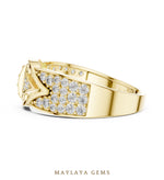 Load image into Gallery viewer, Maylaya Gems angular pave lab-grown diamond band in yellow gold
