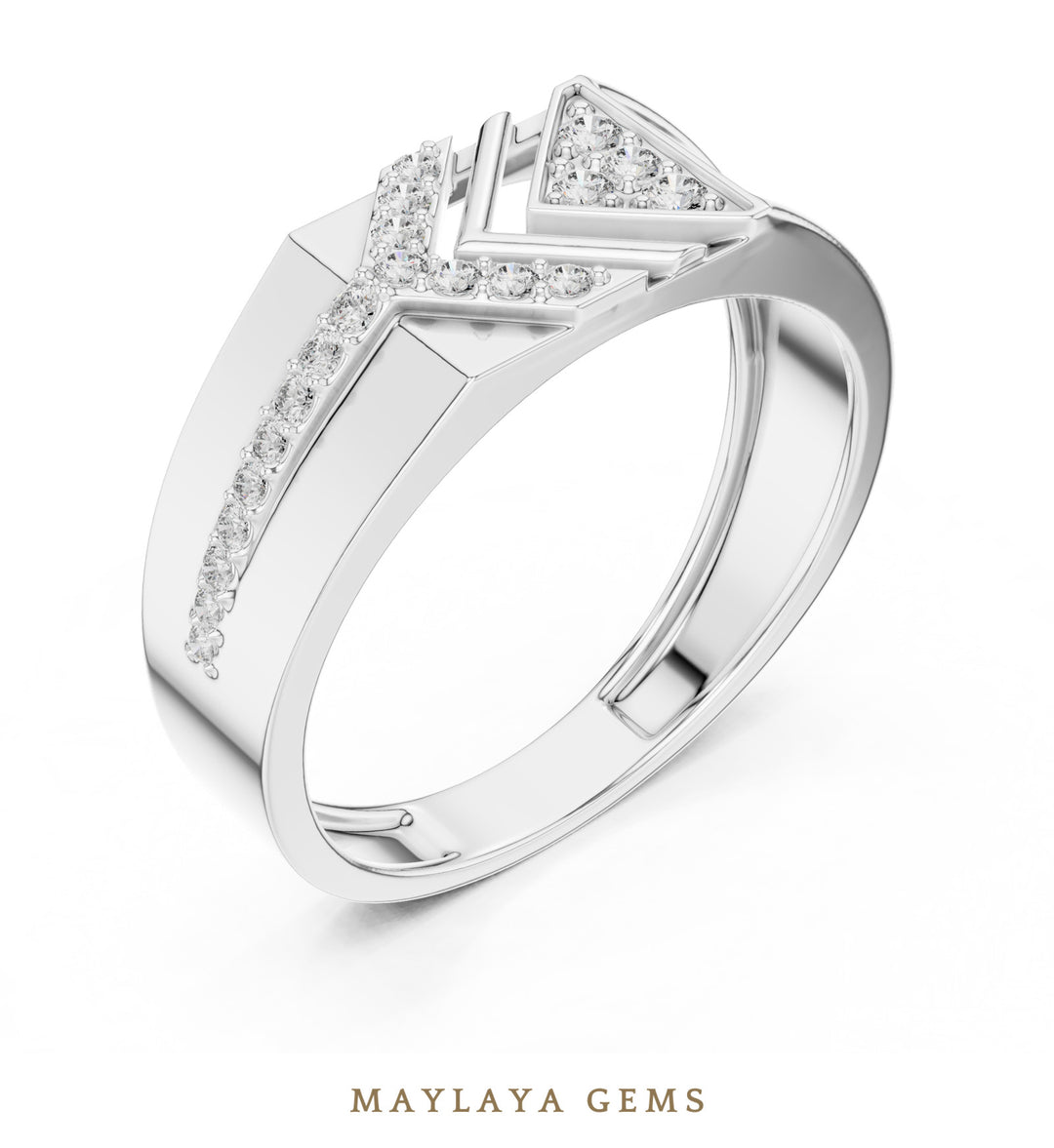 Maylaya Gems polished square lab-grown diamond band in white gold