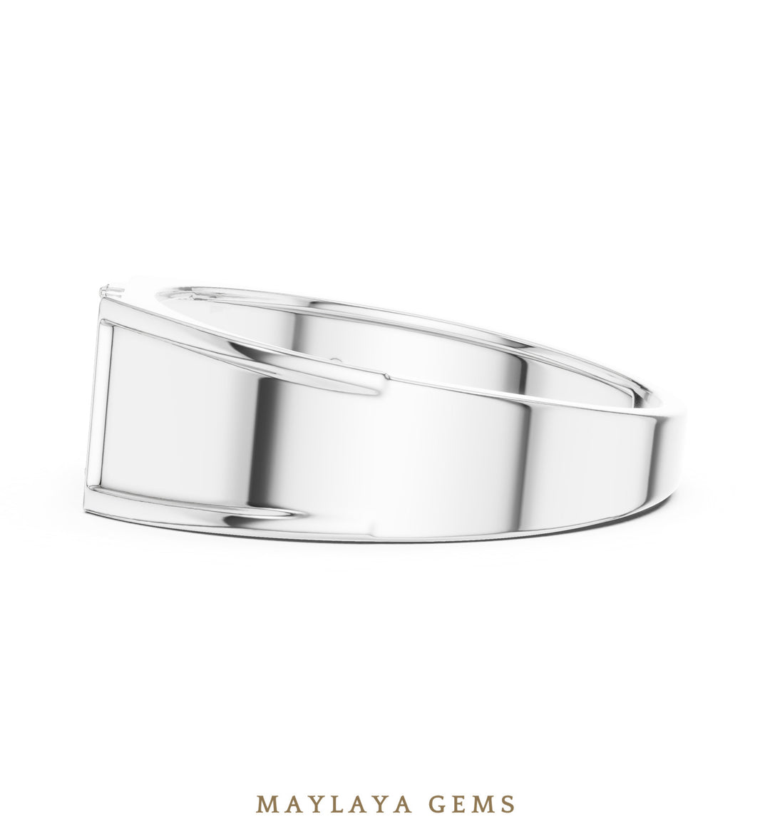 Maylaya Gems polished square lab-grown diamond band in white gold