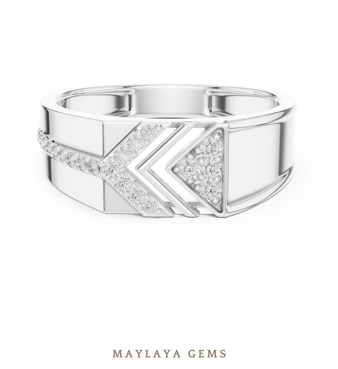 Maylaya Gems polished square lab-grown diamond band in white gold
