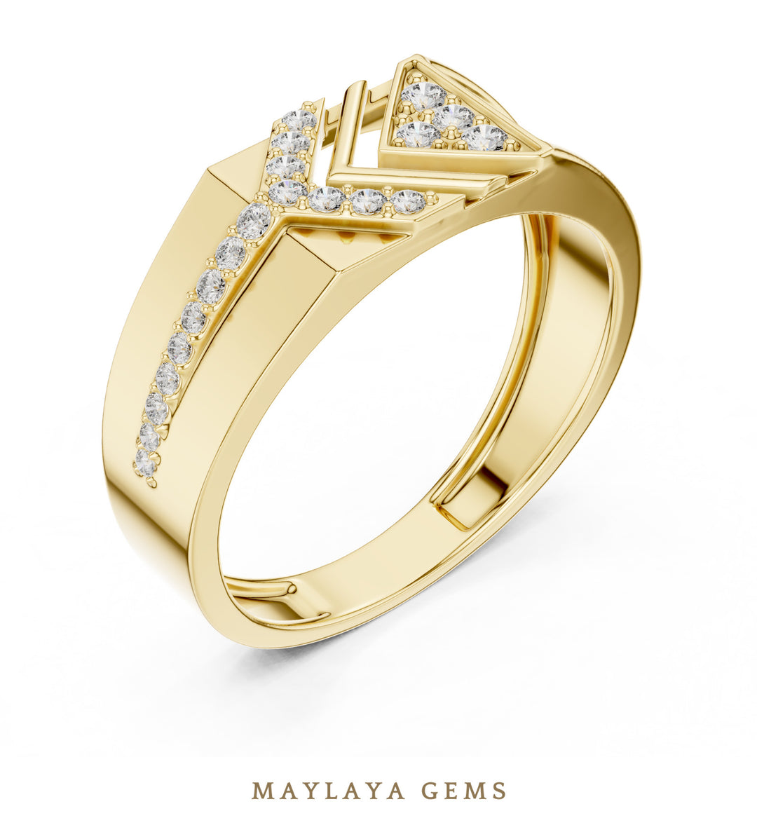 Maylaya Gems polished square lab-grown diamond band in yellow gold
