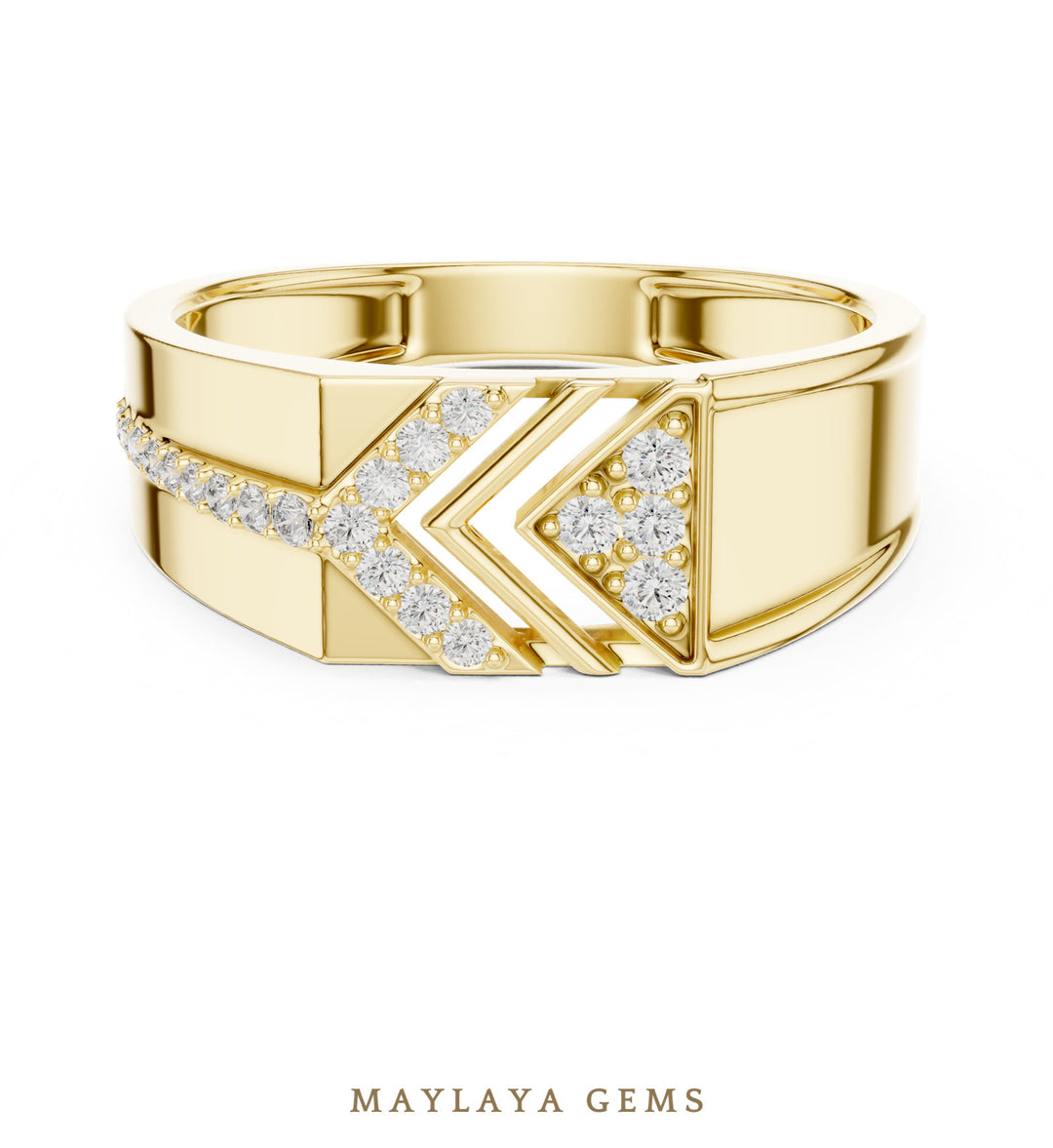 Maylaya Gems polished square lab-grown diamond band in yellow gold