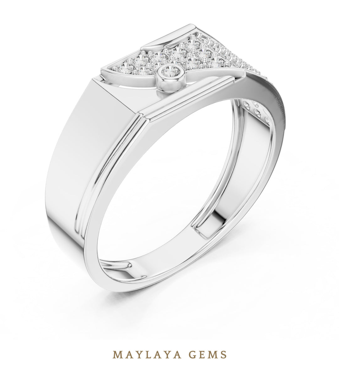 Maylaya Gems wide pave lab-grown diamond band in white gold