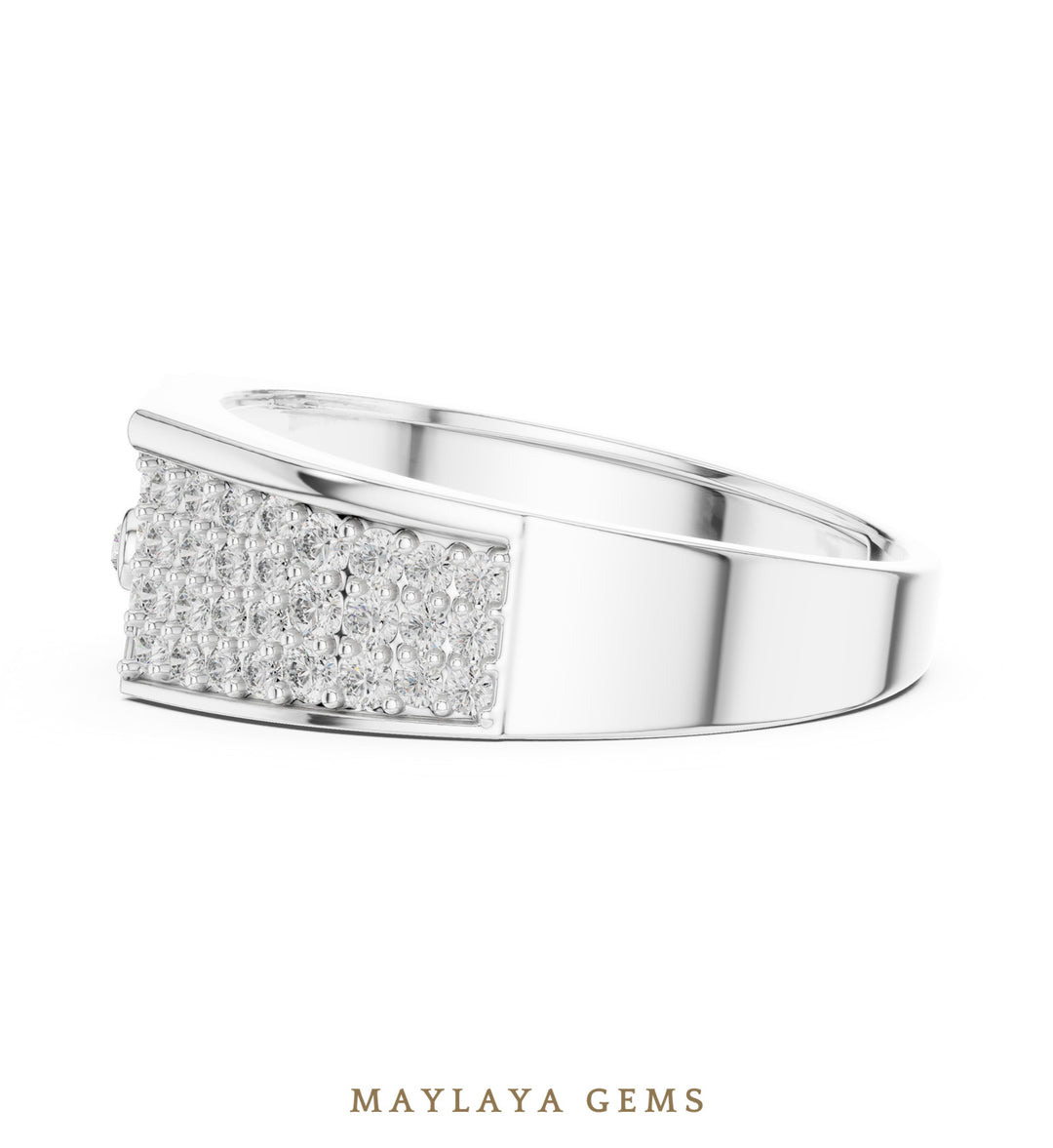 Maylaya Gems wide pave lab-grown diamond band in white gold