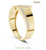 Load image into Gallery viewer, Maylaya Gems single-rail lab-grown diamond band in yellow gold
