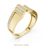 Load image into Gallery viewer, Maylaya Gems single-rail lab-grown diamond band in yellow gold
