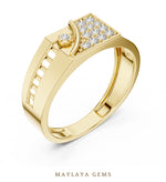 Load image into Gallery viewer, Maylaya Gems square link lab-grown diamond band in yellow gold

