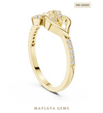 Load image into Gallery viewer, Maylaya Gems triangle ribbon lab-grown diamond ring in yellow gold
