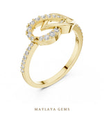 Load image into Gallery viewer, Maylaya Gems triangle ribbon lab-grown diamond ring in yellow gold
