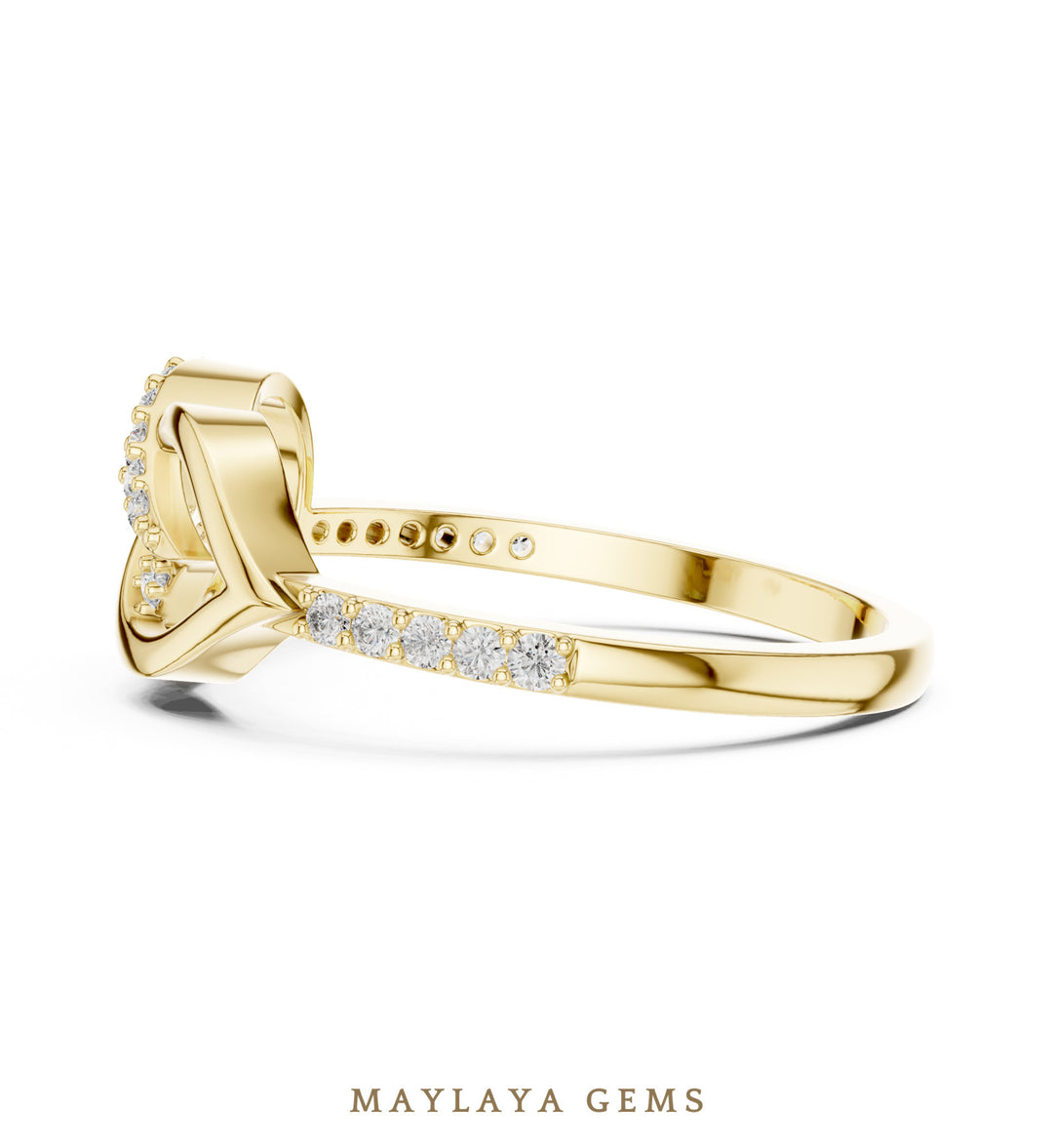 Maylaya Gems triangle ribbon lab-grown diamond ring in yellow gold