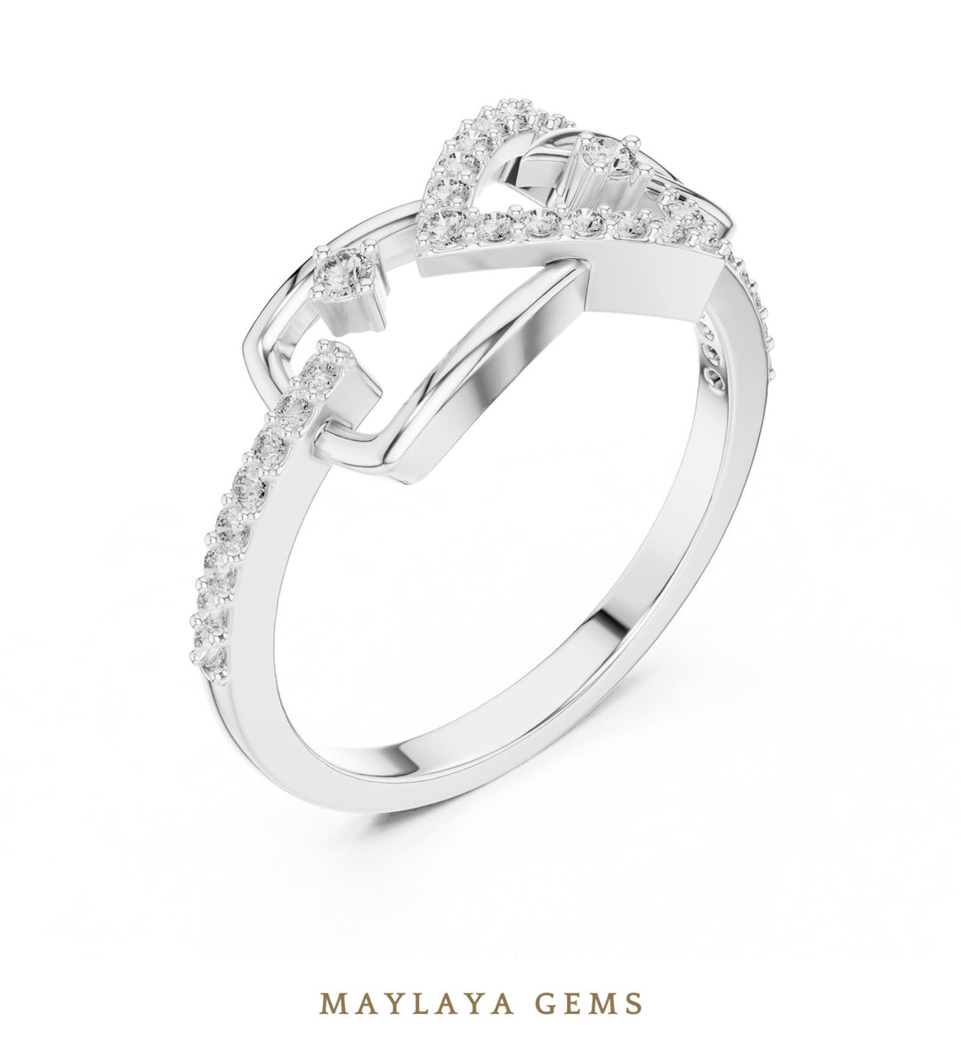Maylaya Gems looped bow lab-grown diamond ring in white gold