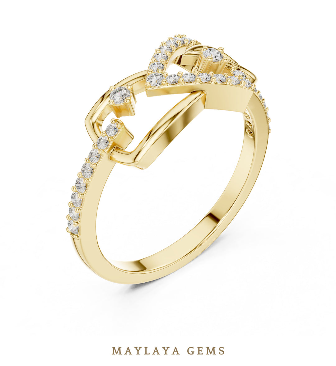 Maylaya Gems looped bow lab-grown diamond ring in yellow gold