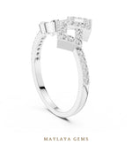 Load image into Gallery viewer, Maylaya Gems double square ribbon lab-grown diamond ring in white gold
