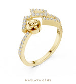 Load image into Gallery viewer, Maylaya Gems double square ribbon lab-grown diamond ring in yellow gold
