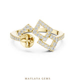 Load image into Gallery viewer, Maylaya Gems double square ribbon lab-grown diamond ring in yellow gold
