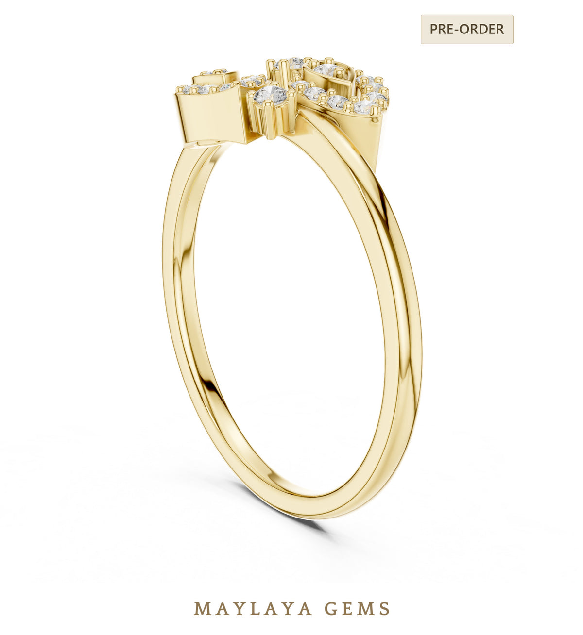Maylaya gems petite loop lab grown diamond ring in yellow gold